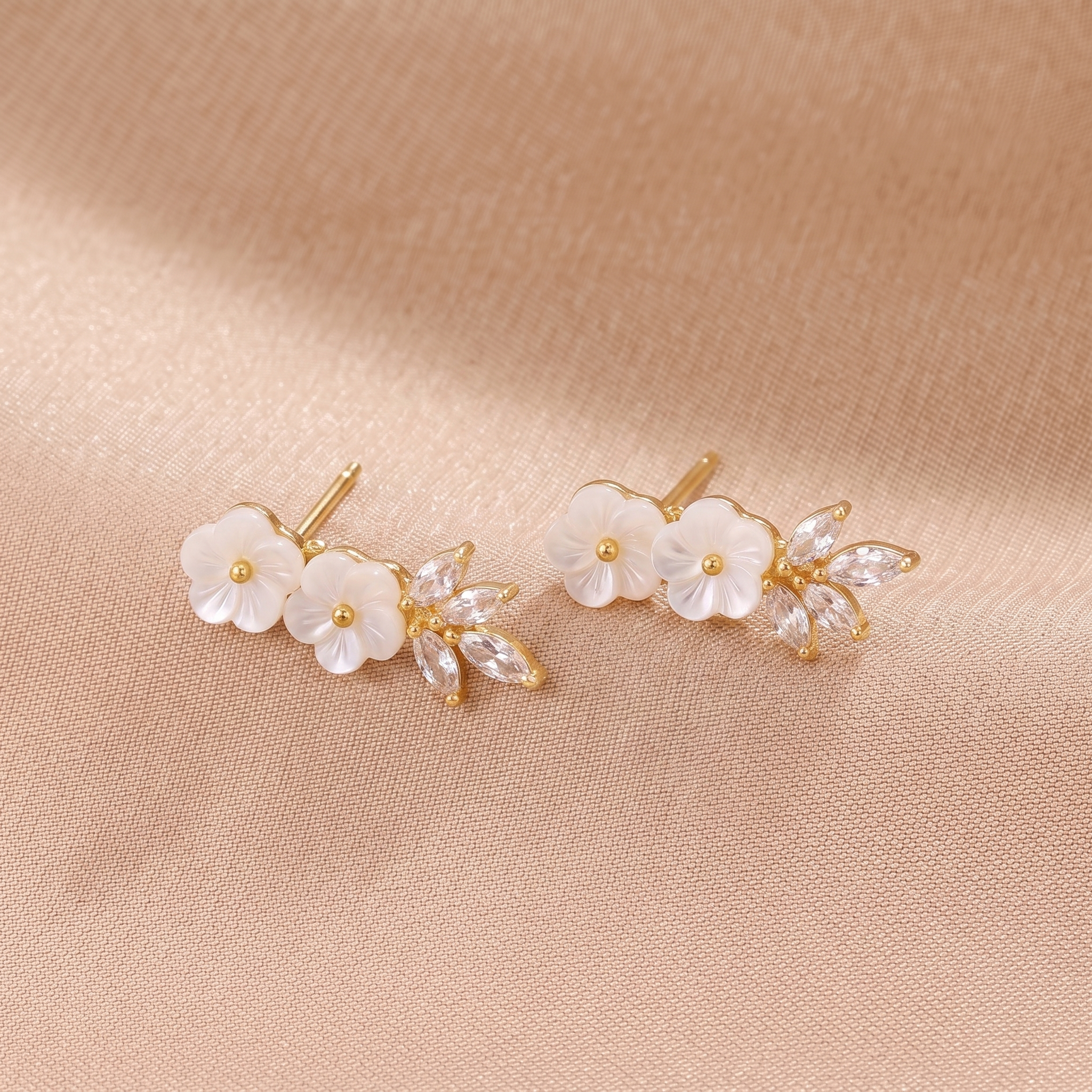 Crystal White Blossom Earrings